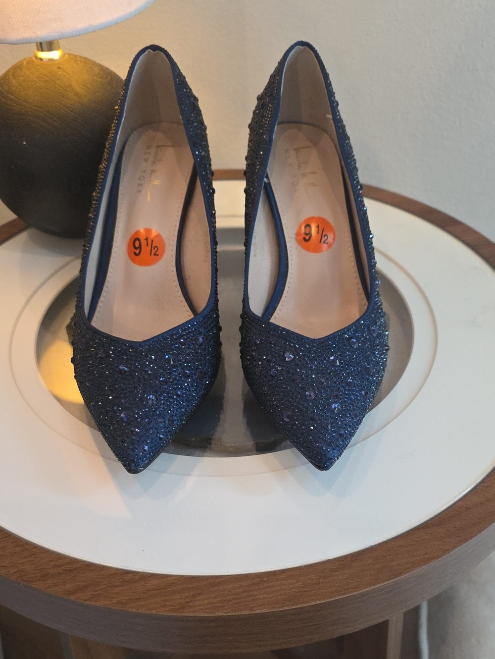 Nicole Miller Navy Beaded Pointed-Toe Pumps